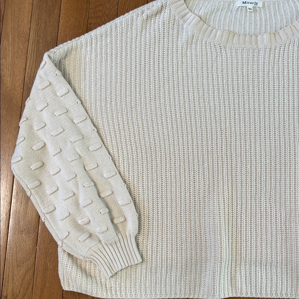 Miracle Oversized Sweater Slouchy Knit Size Medium/Large Off white - Picture 4 of 7
